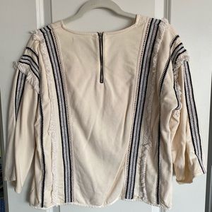 Cream Colored Top with Navy & White Details!